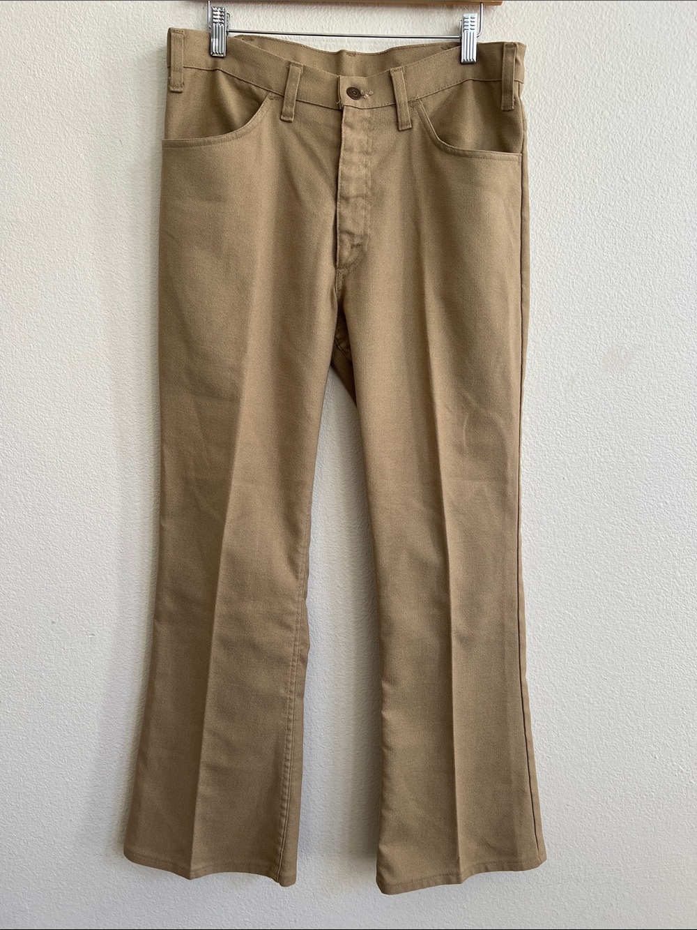 LEVI'S Men's Vintage 70s Canvas Sta-Prest 646 Bell Bottoms Pants Khaki W34 L30